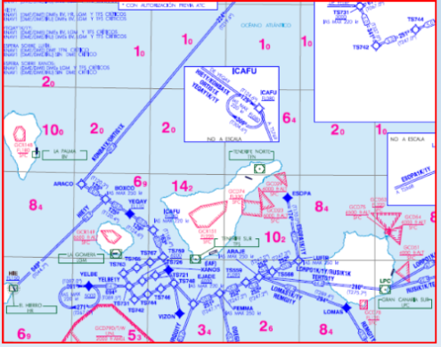 Mapa con trayectorias sobre Tenerife