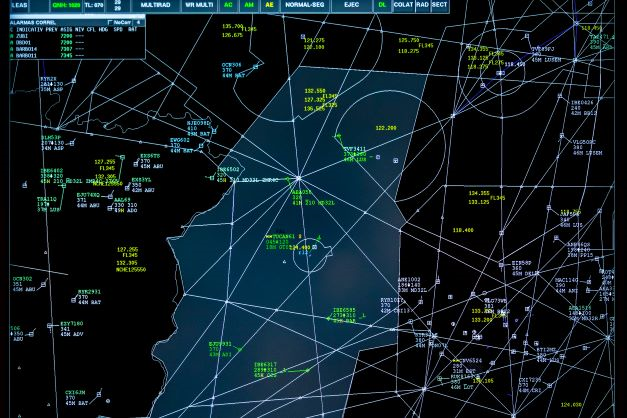 Imagen de pantalla del sistema SACTA de control aéreo de ENAIRE